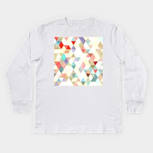 Boho Geometric Triangles Pattern Pastel Watercolor Kids Long Sleeve T-Shirt